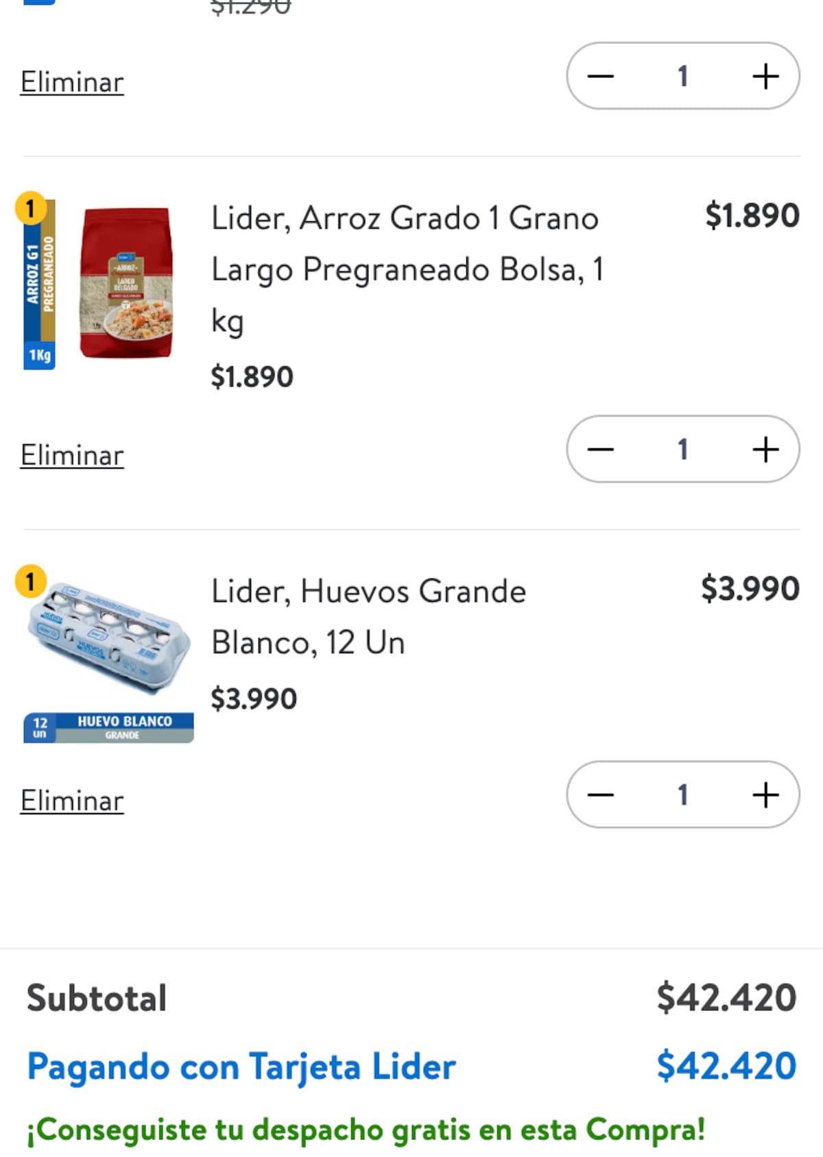 Poco más de 42 mil pesos costó la misma compra en Chile.