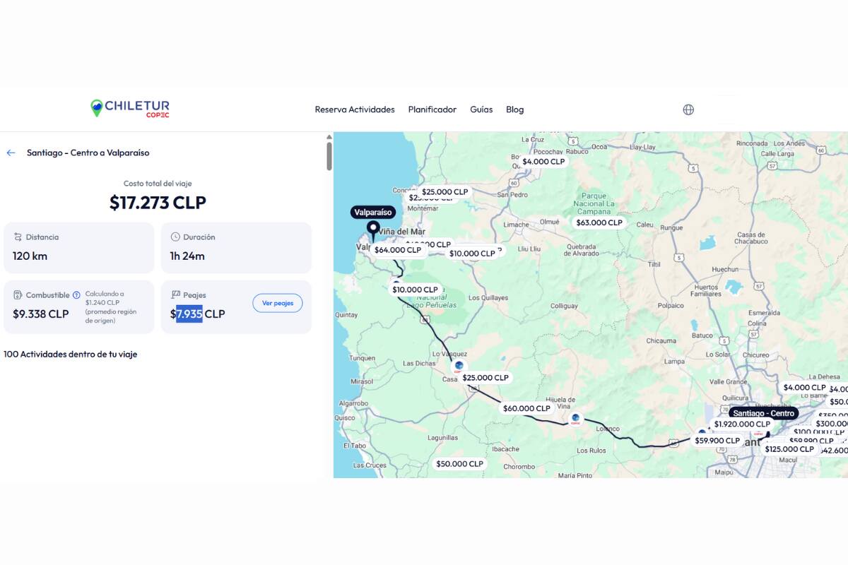 El vaije tiene una duración cercana a la hora y media desde el centro de la capital. Créditos: Chiletur