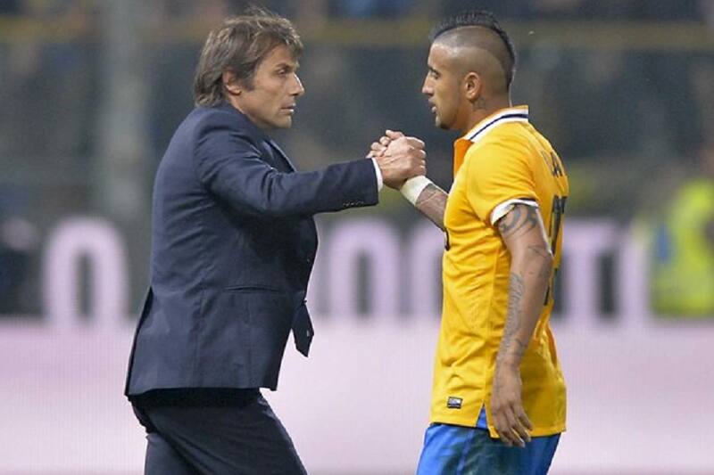 Arturo Vidal y Antonio Conte en Juventus.