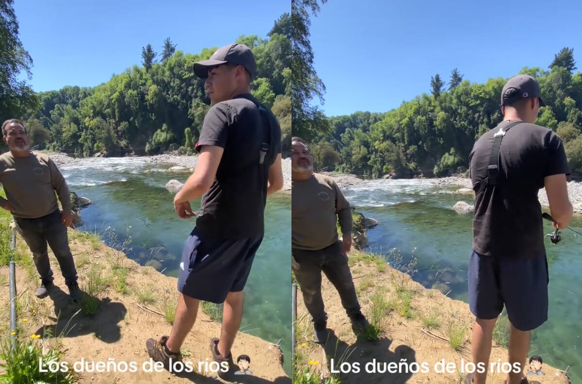 VIDEO | “No puedes ingresar”: Sujeto impide que dos jóvenes pesquen en el río asegurando que están en su “propiedad privada”