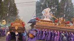 VIDEO | Ni una tormenta los detiene: Feligreses realizan procesión de Semana Santa en medio de intensas lluvias