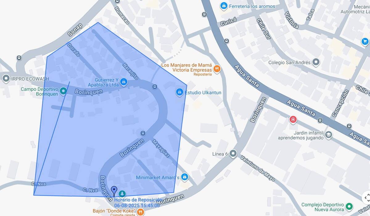 Este sector tendrá corte de luz programado.