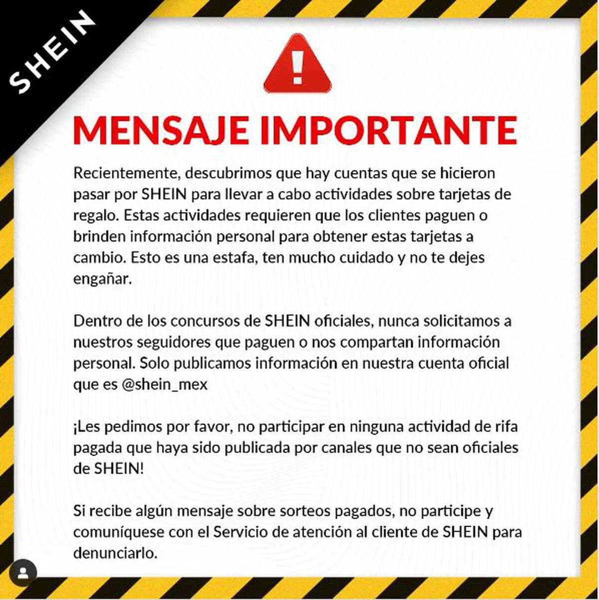 Nueva estafa en Shein.