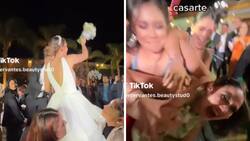 VIDEO| Mujer pelea por el ramo y su agresiva reacción se hace viral