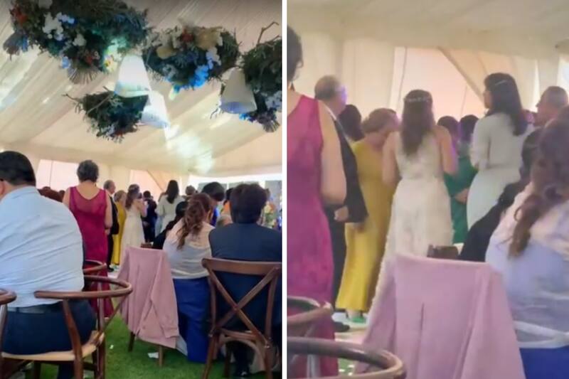 Mujer va vestida de blanco a boda.