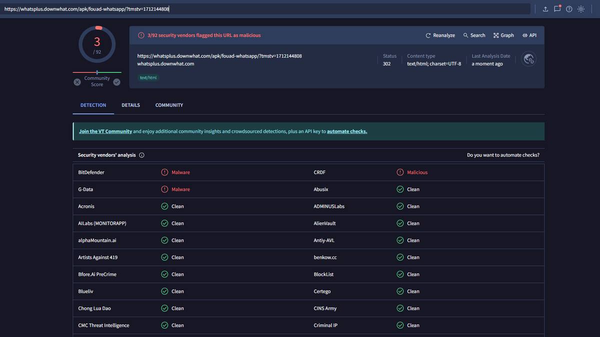 El archivo será analizado por 92 antivirus distintos en cosa de segundos.