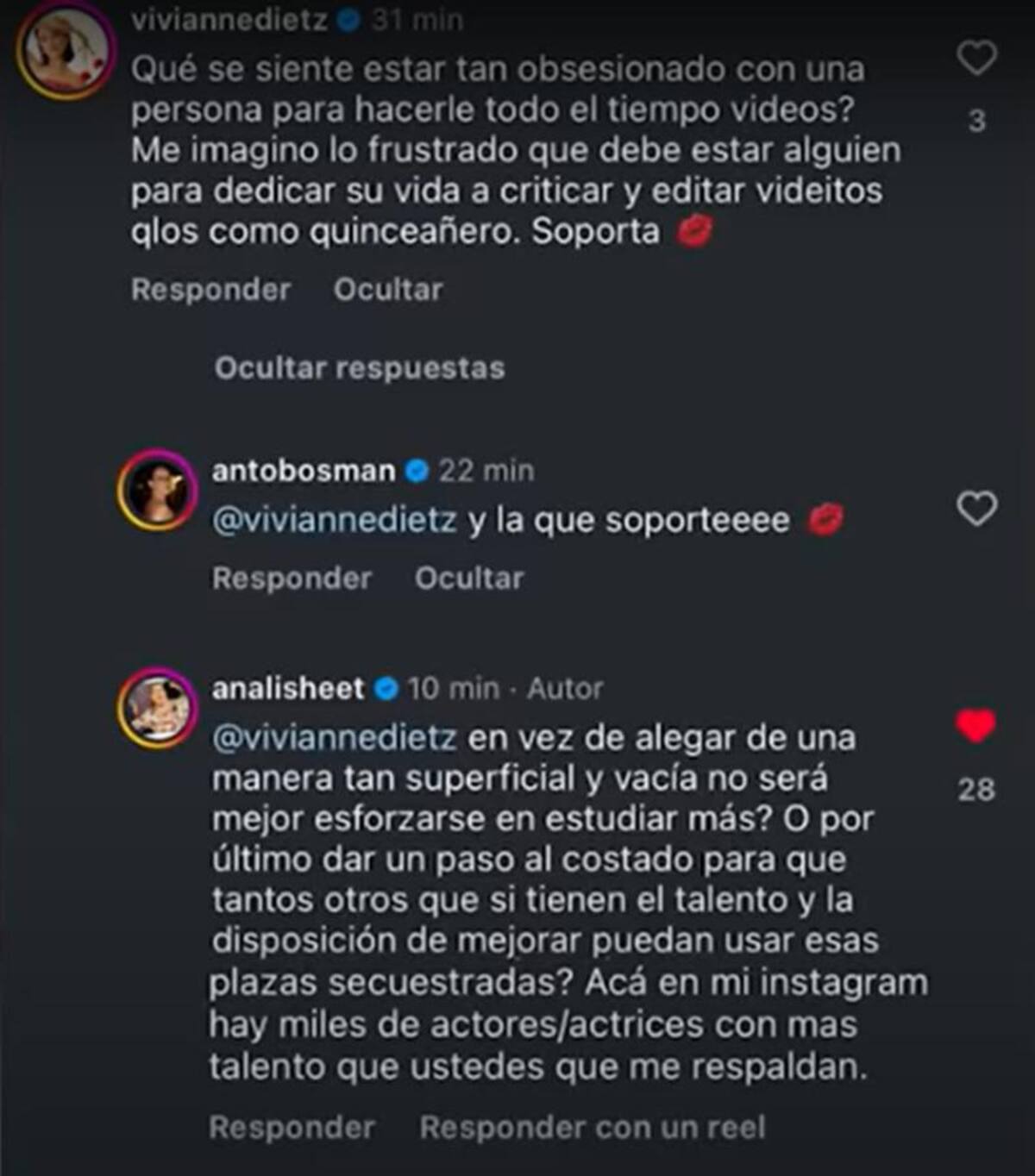 La actriz se lanzó contra youtuber