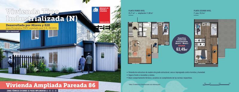 Esta vivienda es de 60 m2 y tiene tres habitaciones.