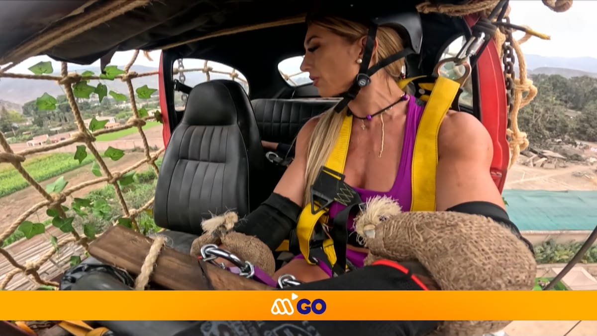 Luli lo pasó mal a más de 15 metros de altura. Foto: Reproducción MegaGo.
