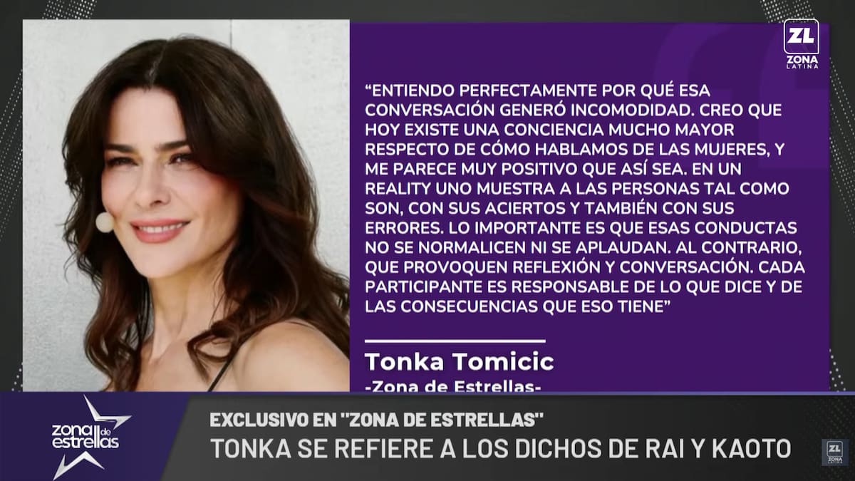 Tonka se refiere a la polémica del momento. Foto: reproducción.