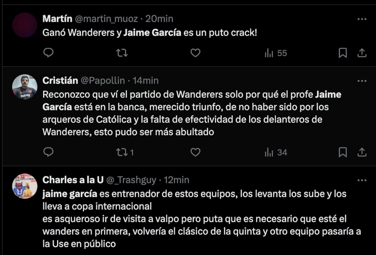 Hinchas alucinan con Jaime García tras el triunfo de Wanderers sobre la UC por Copa Chile.