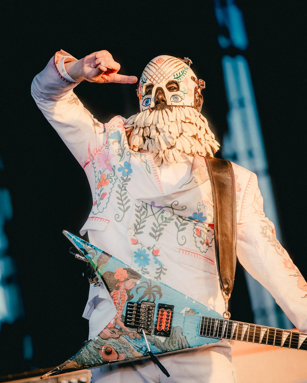 Wes Borland se lució con su talento en el Lollapalooza Chile 2024 y con un destacado y extravagante look.
Foto: Lotus.