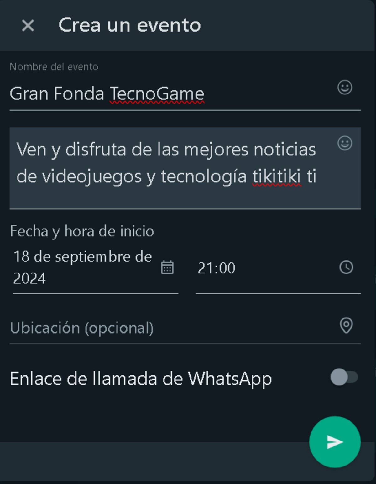 Así se verá la formación del evento dentro de la App.