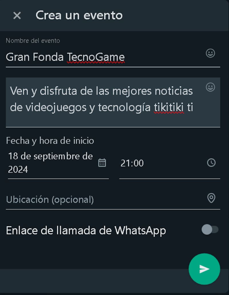 Así se verá la formación del evento dentro de la App.