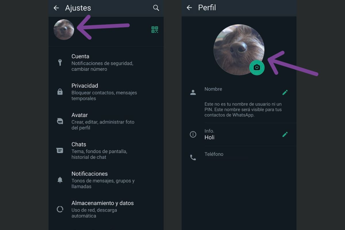 Presiona en la foto actual que tengas para ir a tu perfil.