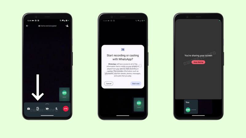 Así se verá la nueva función de compartir pantalla en WhatsApp. Créditos: WABetaInfo.