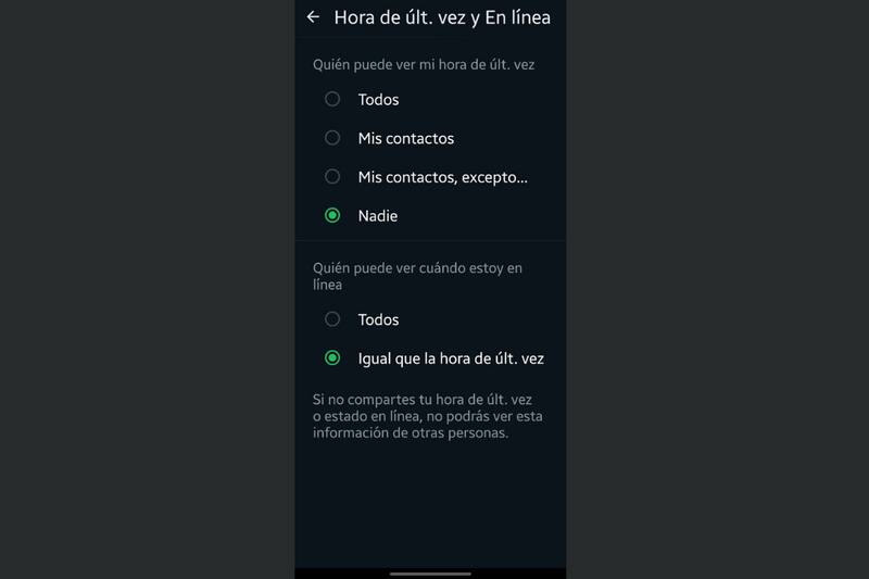 Así debes dejar las opciones para que nadie te vea en línea en WhatsApp.