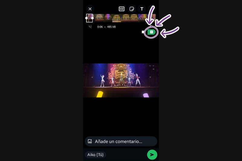 Deberás presionar ese botón. Si no te aparece, es porque tu video dura más de 6 segundos.