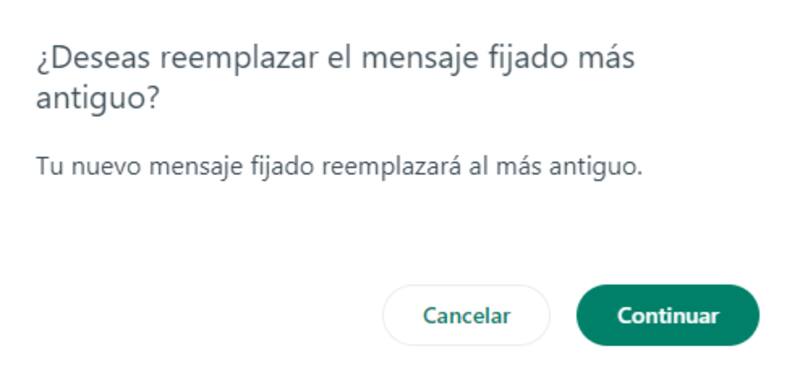 El mensaje que aparecerá cuando pones más de tres mensajes.