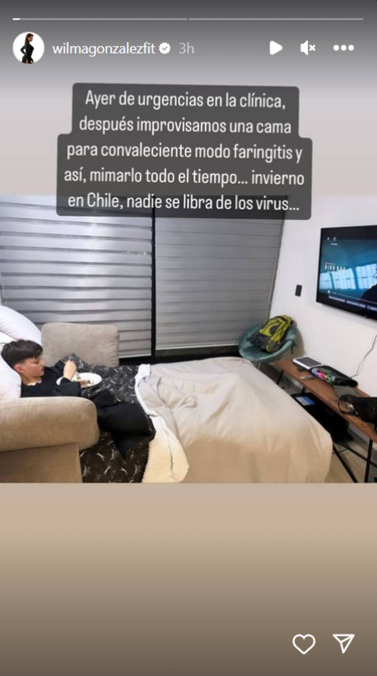 A través de las historias de su cuenta de Instagram, Wilma González compartió una foto de su hijo, quien tuvo que ser llevado de urgencias al hospital.