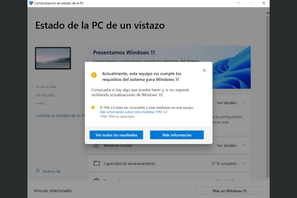 Si no cumples los requisitos, te aparecerá esto.