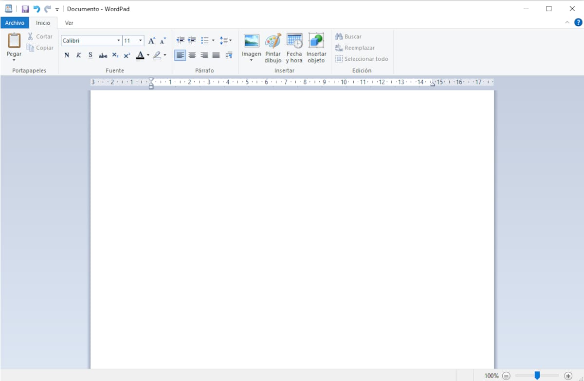 Así se ve actualmente WordPad.