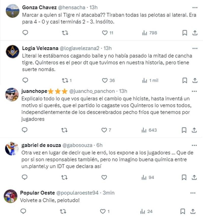 se llenó de mensajes contra Gustavo Quinteros