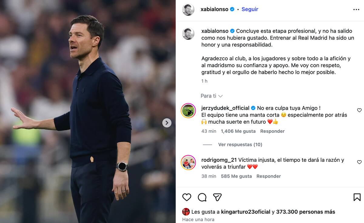 Así se despidió el vasco del Real Madrid, tras ser despedido. Foto: Instagram @xabialonso