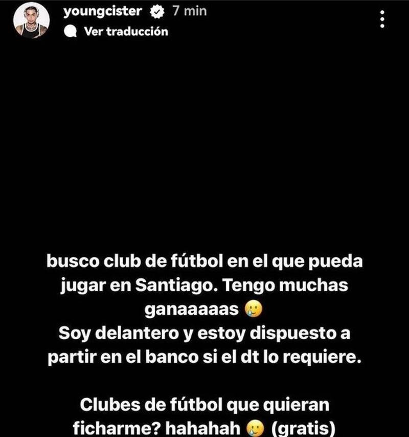 Young Cister pidió una oportunidad en el fútbol. Claramente, en el amateur.