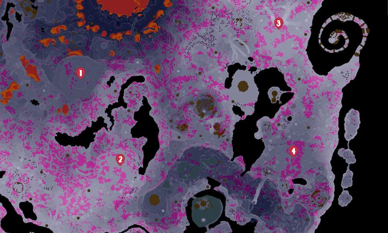 Mapa ubicaciones Anuronte, Anuronte Oscuro y Anuronte Albo.