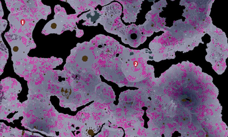 Mapa ubicaciones Anuronte, Anuronte Oscuro y Anuronte Albo.