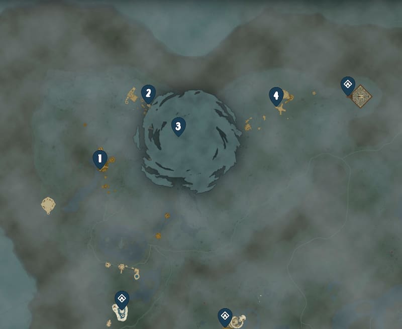 Estas son las ubicaciones de los Santuarios en el cielo de Hebra en Zelda: Tears of the Kingdom. Créditos: Tecno Game - IGN - Nintendo.