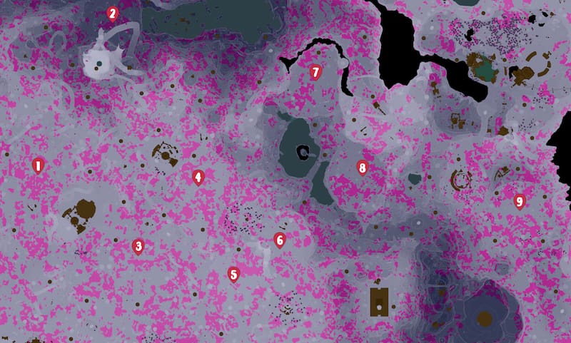 Mapa ubicaciones Anuronte, Anuronte Oscuro y Anuronte Albo.